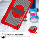 For Samsung Galaxy Tab S7 FE T730 / T735 / Tab S7+ T970 / T975 360 Degree Rotation Contrast Color Shockproof Silicone + PC Case with Holder & Hand Grip Strap & Shoulder Strap(Red+Black)