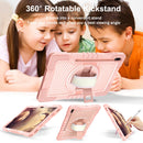 For Samsung Galaxy Tab S7 FE T730 / T735 / Tab S7+ T970 / T975 360 Degree Rotation Contrast Color Shockproof Silicone + PC Case with Holder & Hand Grip Strap & Shoulder Strap(Rose Gold)