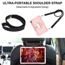 For Samsung Galaxy Tab S7 FE T730 / T735 / Tab S7+ T970 / T975 360 Degree Rotation Contrast Color Shockproof Silicone + PC Case with Holder & Hand Grip Strap & Shoulder Strap(Rose Gold)