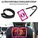 For Samsung Galaxy Tab S7 FE T730 / T735 / Tab S7+ T970 / T975 360 Degree Rotation Contrast Color Shockproof Silicone + PC Case with Holder & Hand Grip Strap & Shoulder Strap(Rose Red+Pink)