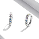 S925 Sterling Silver Rainbow Heart Ear Buckle Women Earrings