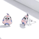 S925 Sterling Silver Big-eyed Chick Ear Studs Women Earrings