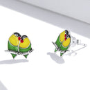 S925 Sterling Silver Two Orioles Ear Studs Women Earrings