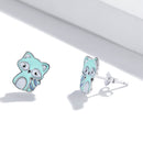 S925 Sterling Silver Baby Raccoon Ear Studs Women Earrings