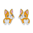 S925 Sterling Silver Cute Corgi Ear Studs Women Earrings