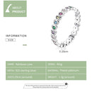S925 Sterling Silver Rainbow Heart Women Ring, Size:6