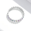 S925 Sterling Silver Rainbow Heart Women Ring, Size:7