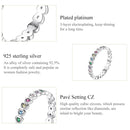 S925 Sterling Silver Rainbow Heart Women Ring, Size:8