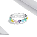 S925 Sterling Silver Color Stars Women Ring, Size:6