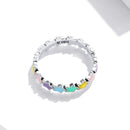 S925 Sterling Silver Color Stars Women Ring, Size:7