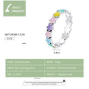 S925 Sterling Silver Color Stars Women Ring, Size:8