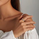 S925 Sterling Silver Color Stars Women Ring, Size:8