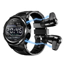 F6 1.28 inch IPS Screen 2 in 1 Bluetooth Earphone Smart Watch, Support Heart Rate & Blood Oxygen Monitoring / Bluetooth Music, Style:Silicone Strap(Black)