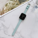 Sewing Plain Weave Small Waist Leather Watch Band For Apple Watch Series 7 41mm / 6&SE&5&4 40mm / 3&2&1 38mm(Ice Blue)