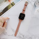 Sewing Plain Weave Small Waist Leather Watch Band For Apple Watch Series 7 45mm / 6&SE&5&4 44mm / 3&2&1 42mm(Dark Pink)