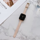 Sewing Plain Weave Small Waist Leather Watch Band For Apple Watch Series 7 45mm / 6&SE&5&4 44mm / 3&2&1 42mm(Pink)