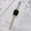 Sewing Plain Weave Small Waist Leather Watch Band For Apple Watch Series 7 45mm / 6&SE&5&4 44mm / 3&2&1 42mm(Green)