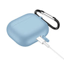 Solid Color Silicone Earphone Protective Case for AirPods 3, with Hook(Light Blue)