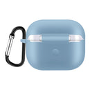 Solid Color Silicone Earphone Protective Case for AirPods 3, with Hook(Light Blue)