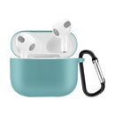 Solid Color Silicone Earphone Protective Case for AirPods 3, with Hook(Green)