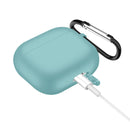 Solid Color Silicone Earphone Protective Case for AirPods 3, with Hook(Green)