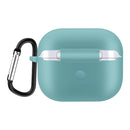 Solid Color Silicone Earphone Protective Case for AirPods 3, with Hook(Green)