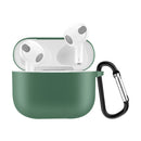 Solid Color Silicone Earphone Protective Case for AirPods 3, with Hook(Pine Needle Green)