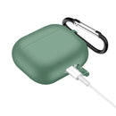 Solid Color Silicone Earphone Protective Case for AirPods 3, with Hook(Pine Needle Green)