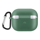 Solid Color Silicone Earphone Protective Case for AirPods 3, with Hook(Pine Needle Green)