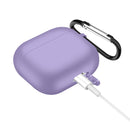 Solid Color Silicone Earphone Protective Case for AirPods 3, with Hook(Light Purple)