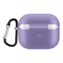 Solid Color Silicone Earphone Protective Case for AirPods 3, with Hook(Light Purple)