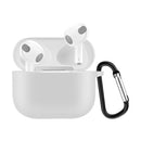 Solid Color Silicone Earphone Protective Case for AirPods 3, with Hook(White)