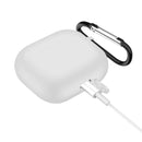 Solid Color Silicone Earphone Protective Case for AirPods 3, with Hook(White)