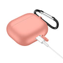 Solid Color Silicone Earphone Protective Case for AirPods 3, with Hook(Orange)