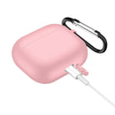 Solid Color Silicone Earphone Protective Case for AirPods 3, with Hook(Pink)
