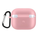 Solid Color Silicone Earphone Protective Case for AirPods 3, with Hook(Pink)
