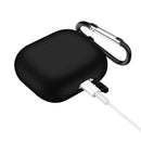 Solid Color Silicone Earphone Protective Case for AirPods 3, with Hook(Black)