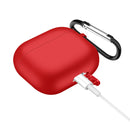 Solid Color Silicone Earphone Protective Case for AirPods 3, with Hook(Red)