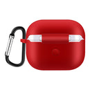 Solid Color Silicone Earphone Protective Case for AirPods 3, with Hook(Red)