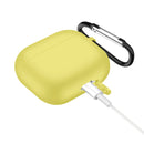 Solid Color Silicone Earphone Protective Case for AirPods 3, with Hook(Yellow)