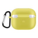 Solid Color Silicone Earphone Protective Case for AirPods 3, with Hook(Yellow)