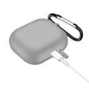 Solid Color Silicone Earphone Protective Case for AirPods 3, with Hook(Light Gray)