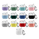 Solid Color Silicone Earphone Protective Case for AirPods 3, with Hook(White)