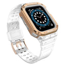 Silicone Integrated Watch Band For Apple Watch Series 7 41mm / 6&SE&5&4 40mm / 3&2&1 38mm(Matte Transparent+Rose Gold Frame)