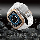 Silicone Integrated Watch Band For Apple Watch Series 7 41mm / 6&SE&5&4 40mm / 3&2&1 38mm(Matte Transparent+Rose Gold Frame)