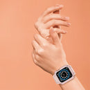 Silicone Integrated Watch Band For Apple Watch Series 7 41mm / 6&SE&5&4 40mm / 3&2&1 38mm(Sand Pink+Rose Pink Frame)