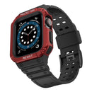 Silicone Integrated Watch Band For Apple Watch Series 7 41mm / 6&SE&5&4 40mm / 3&2&1 38mm(Dark Black+Red Frame)