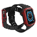 Silicone Integrated Watch Band For Apple Watch Series 7 41mm / 6&SE&5&4 40mm / 3&2&1 38mm(Dark Black+Red Frame)