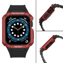 Silicone Integrated Watch Band For Apple Watch Series 7 41mm / 6&SE&5&4 40mm / 3&2&1 38mm(Dark Black+Red Frame)