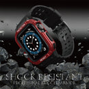 Silicone Integrated Watch Band For Apple Watch Series 7 41mm / 6&SE&5&4 40mm / 3&2&1 38mm(Dark Black+Red Frame)